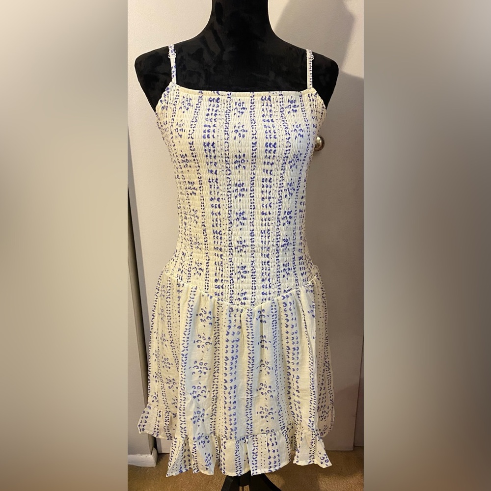 Elegant Blue and White Women's Dress